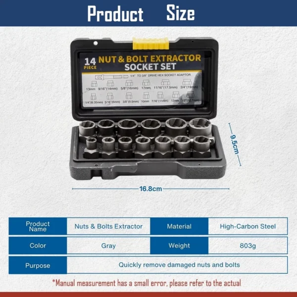 sg-11134201-8225j-mhhn3ktm3och2a.webp 14Pcs Nut Bolt Extractor Socket Set